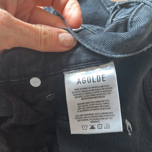 AGOLDE Toni raw Hem Slim Straight Mid Rise Jean Feral Black 30 - Picture 7 of 11